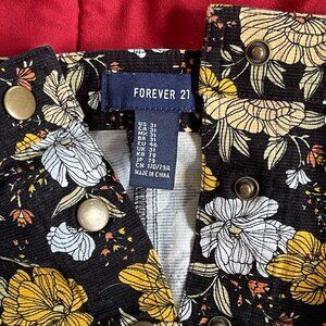 FOREVER 21 Floral Black A-line Mini Skirt.